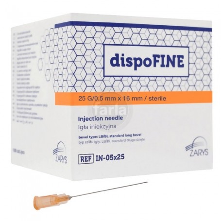 Zarys dispoFINE  naalden  – 25 G 0,5 x 40 mm (1 1/2") Oranje – 100 stuks