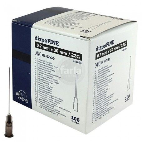 Zarys dispoFINE  naalden  – 22 G 0,7 x 30 mm (1 1/4") Zwart – 100 stuks
