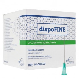 Zarys dispoFINE  naalden  – 21 G 0,8 x 50 mm (2") Diep groen – 100 stuks Zarys dispoFINE  naalden  – 21 G 0,8 x 50 mm (2") Diep groen – 100 stuks